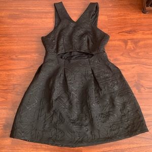 Bebe Sleeveless Midriff Cutout Fit&Flare Dress